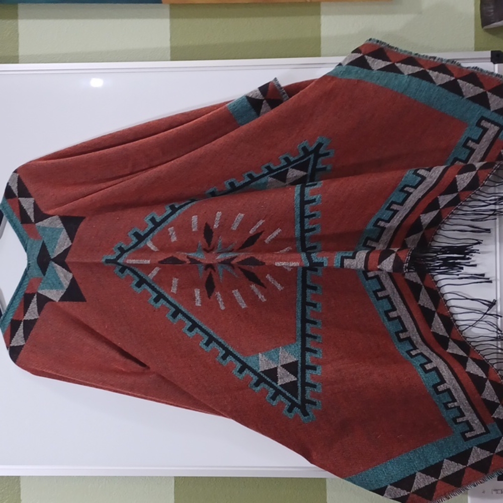 Urban CoCo Southwest Open Front Wrap Shawl Poncho NNT - Picture 3 of 12